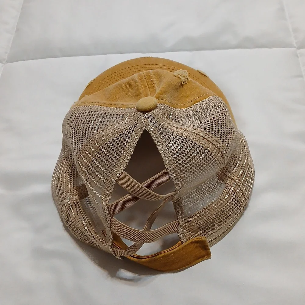 Tan Distressed Mesh Cap - Picture 3 of 5